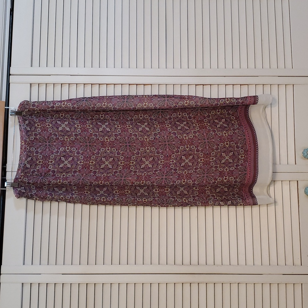 Worthington Mauve and Cream Boho Floral Maxi Skirt, Size 14
